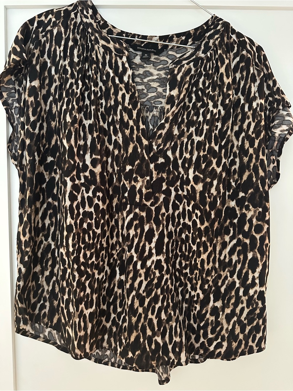 Banana Republic Leopard Print V-Neck Blouse - Brown/Black/Cream